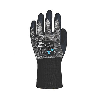 WONDER GRIP WG-333 Rock & Stone Protective Work Gloves Grey/Black
