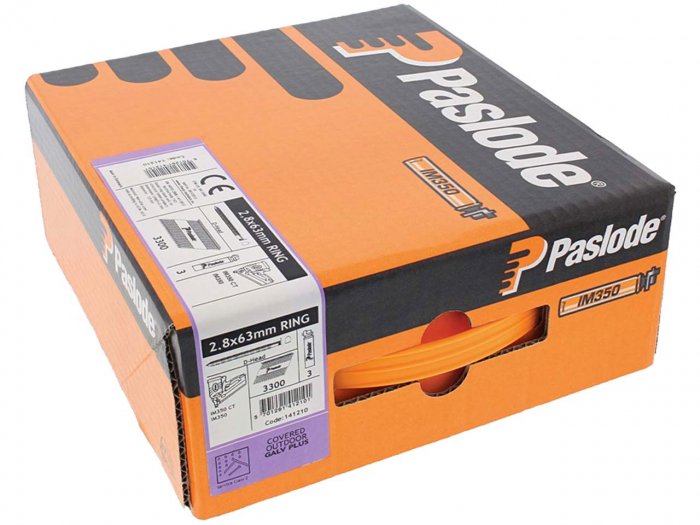 Paslode 141210 IM350 2.8mm x 63mm Ring Galv+ Nail Fuel Pack x 3300