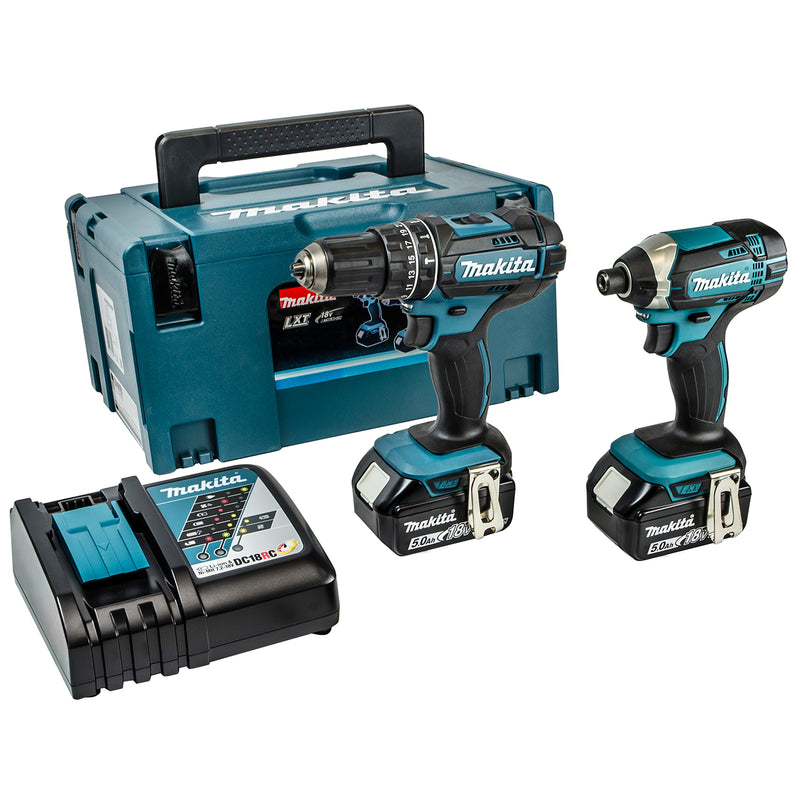 Makita DLX2131TJ 18v LXT Twin Kit DHP482 Combi & DTD152 Impact Driver Including 2 x 5.0Ah Batteries and Type 3 Case