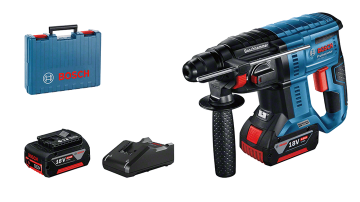 Bosch GBH 18V-21 Brushless Cordless SDS Plus Rotary Hammer with 2X4Ah Batteries and Carry Case