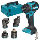 Makita DDF491ZJ01 18V LXT Brushless Drill Driver with 4 Interchangeable Heads & Makpac Case (Body Only)