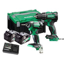 HiKOKI KC18DEAJAZ 18V Brushless Twin Pack - Combi Drill & Impact Driver, 2x 2.5Ah MultiVolt Batteries & Charger