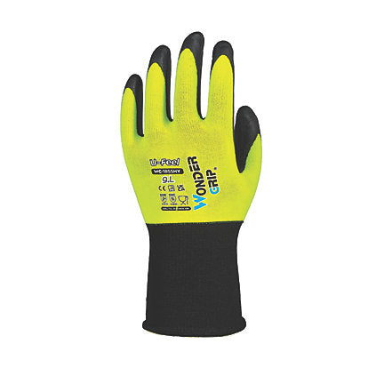 WONDER GRIP WG-1855HY U_Feel Protective Work Gloves Hi-vis Yellow/Black