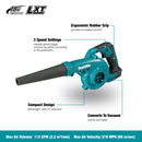 Makita DUB185Z 18V LXT Cordless Blower – 98m/s, 3-Speed, Vacuum Function, Body Only
