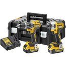 DeWalt DCK266M2T 18V Brushless Twin Pack (DCD796 Combi Drill & DCF887 Impact Driver 2x 4.0Ah Batteries, Charger & TSTAK