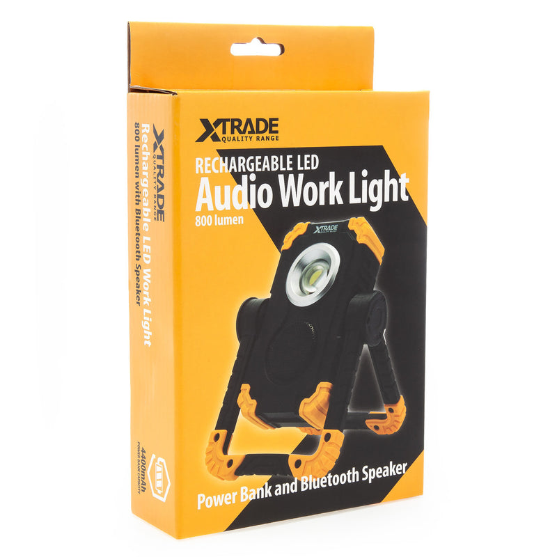 XTrade X1400002 3-in-1 Work Light, Bluetooth Speaker & Power Bank 800 Lumens