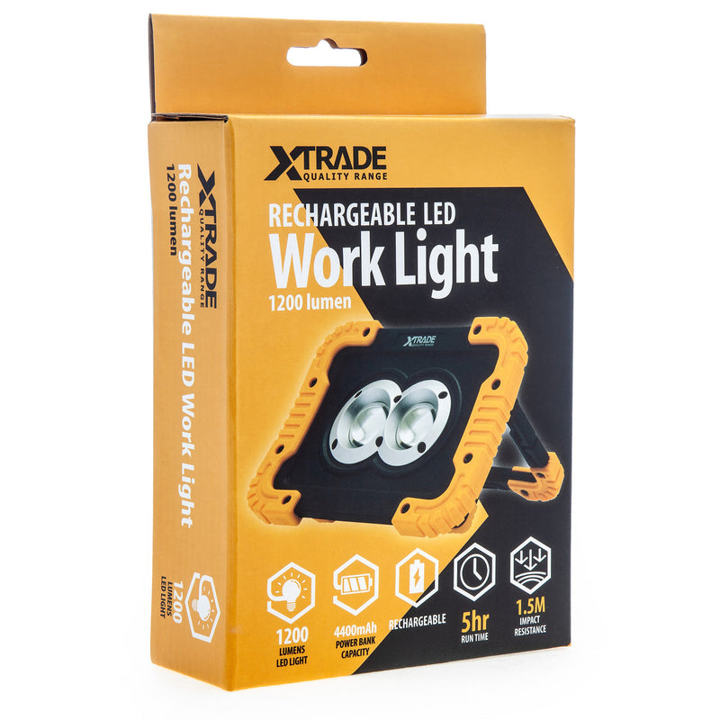 XTrade X1400001 Rechargeable LED Work Light 1200 Lumens with Power Bank