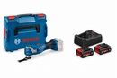 Multi-tool and L-BOXX with a smaller battery and charger set beside it