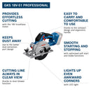 Bosch GKS 18V-51 Professional 140mm Brushless Circular Saw – 51mm Cut, 45° Bevel, Body Only (06019M3120)