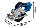 Bosch GKS 18V-51 Professional 140mm Brushless Circular Saw – 51mm Cut, 45° Bevel, Body Only (06019M3120)