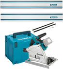Makita DSP600ZJ 36V (2x18V) LXT Brushless Plunge Saw with 2x 1500mm Guide Rails & Connector (Body Only)