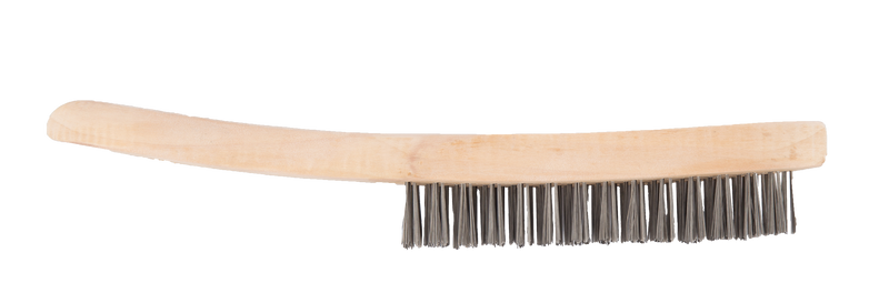 4 Row Wooden Handled Wire Brush with Scraper